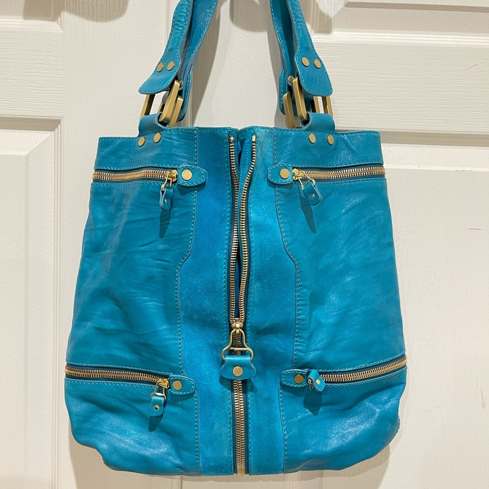 Jimmy Choo XL Mona Leather/Suede Handbag